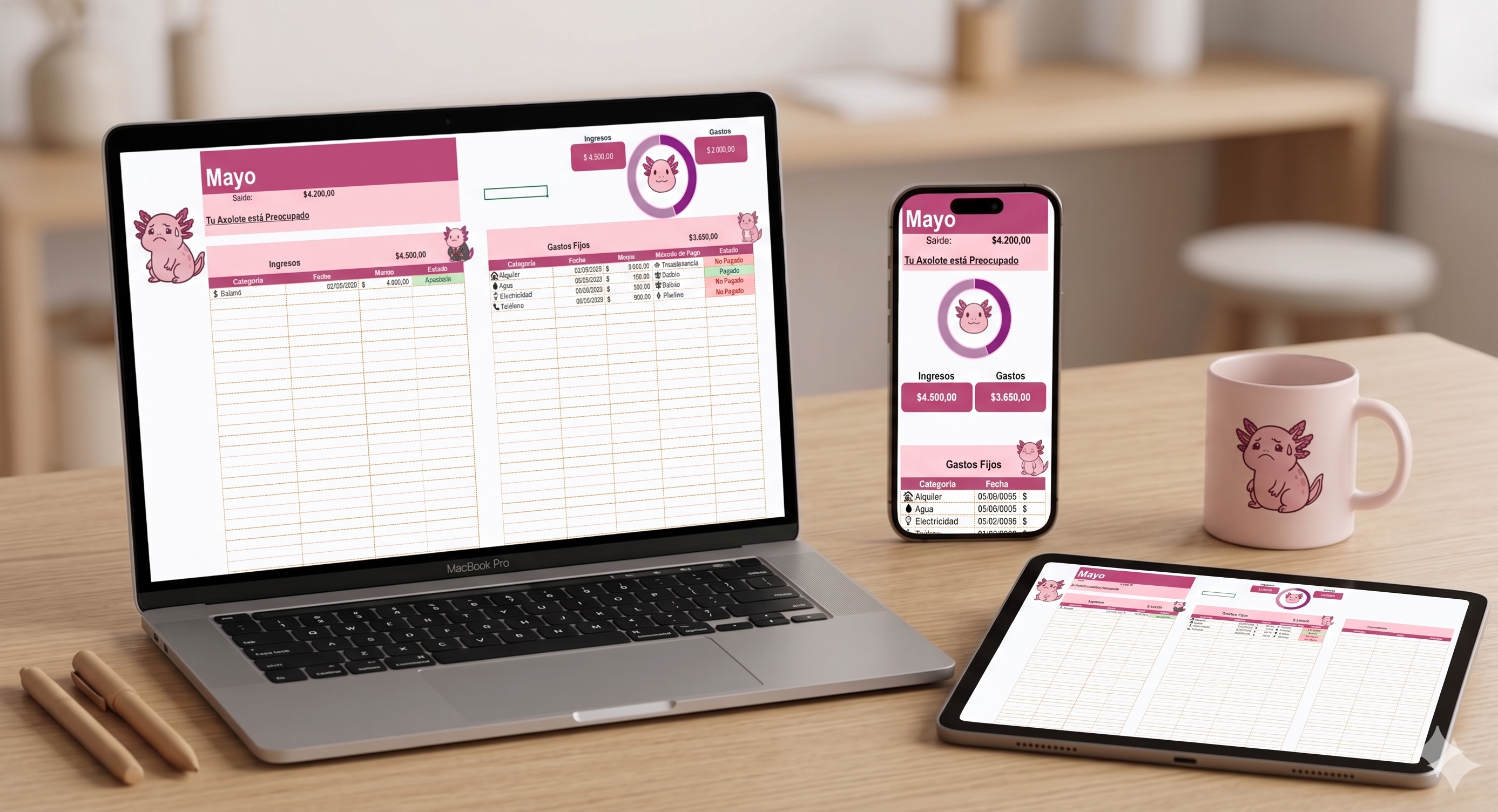 Axolotl Finance en iPhone, iPad y laptop
